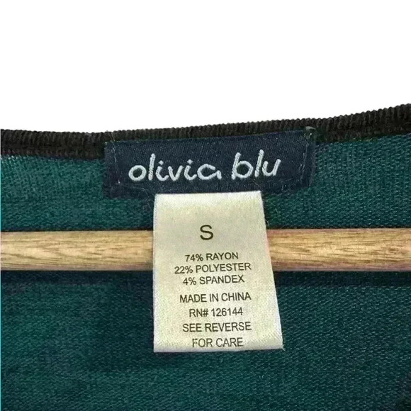 Olivia Blu Y2K Lace-up Bell sleeves Evergreen/Black Heather V-Neck - Picture 4 of 6